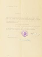 1942 Kölcsey Sándor Debrecen polgármestere által aláírt okirat, jegyzőkönyv.
