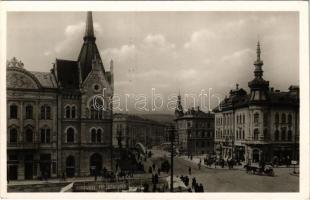 Kolozsvár, Cluj; Szamos híd, bor, sör és pálinka nagy raktár, gyógyszertár, étterem, Wertheimer Vilmos üzlete. Király János kiadása / bridge, street, pharmacy, restaurant, shops