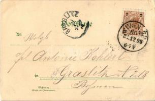 1898 (Vorläufer) Prosit Neujahr! / New Year greeting art postcard, humour. Bruno Bürger & Ottill...