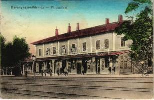 1916 Szentlőrinc, Baranyaszentlőrinc; pályaudvar, vasútállomás. Özv. Tauber Ferencné kiadása (EK)