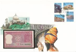 India DN 2R felbélyegzett borítékban, bélyegzéssel T:I  India ND 2 Rupees in envelope with stamp and cancellation C:UNC