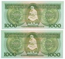 1983. november 10. 1000Ft (2x) sorszámkövetők "B 77157829 - B 77157830" T:I,I- / Hungary N...