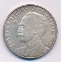 Kuba 1953. 1P Ag "Jose Marti" T:XF kis ph.  Cuba 1953. 1 Peso Ag "Jose Marti C:XF small edge error Krause KM#29