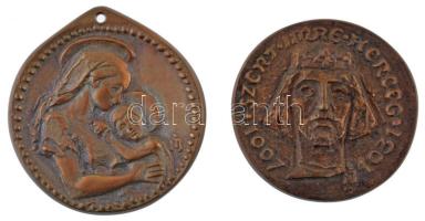 Nagy István János (1938-) DN "Szent Imre herceg - 1007-1031 / Una caritate una regula similibusque vivamus moribus - Charta caritatis" öntött bronz emlékérem tokban (49mm) + Budai Szent Imre Egyházközség 1918" kétoldalas öntött bronz emlékérem, függesző lyukkal, tokban (53mm) T:1