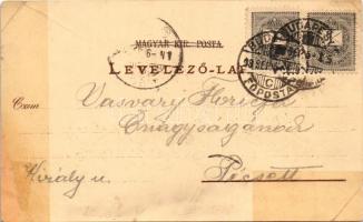 1898 (Vorläufer) Budapest, Üdvözlet Budapestről. Magyar folklór művészlap. Art Nouveau, floral, lith...