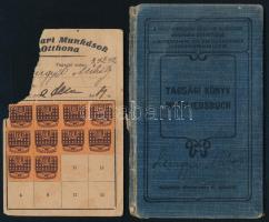 1922 Bőripari Munkások Országos Szövetsége által kiállított tagsági könyv + Bőripari Munkások Otthona tagsági lap, bélyegekkel + 1945 A Budapesti Cipészek és Csizmadiák Ipartestületének Igazoló Bizottsága által kiállított igazoló határozat (mind Lengyel Mihály névre)
