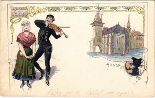 1898 (Vorläufer) Hongrie / Magyarország. Szecessziós népviseletes művészlap. Art Nouveau, litho s: P. Tempestinl (EK)