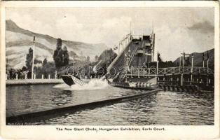 1908 London, Earl's Court, The New Giant Chute, Hungarian Exhibition / Óriáscsúszda a londoni magyar kiállításon. A budapesti Vidámpark csónakcsúszdájának mintájára épült. Hungarika / Hungarica (EB)