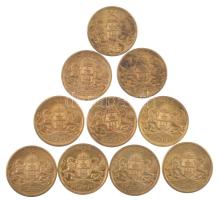 1933. "BSZKRT (Budapest Székesfővárosi Közlekedési Részvénytársaság) Kisszakaszjegy" Cu bárca, Artex-utánveret (10db) T:UNC-XF