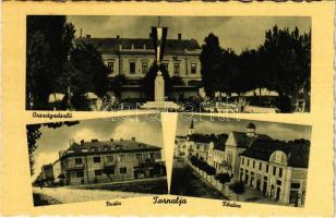 Tornalja, Safárikovo, Tornala; Országzászló, Posta, Fő utca. Poraczky László kiadása / Hungarian flag, post office, main stree