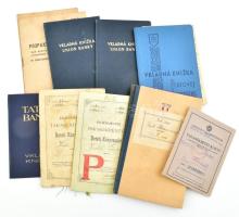 1901-1977 Vegyes betétkönyvek, 9 db, közte magyar, szlovák, kárpátaljai is