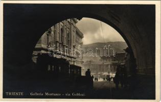 Trieste, Trieszt; Galleria Montuzza, Via Goldoni / street view, tram (fl)