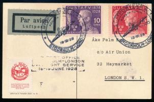 1928 Légi levelezőlap Londonba / Airmail postcard to London
