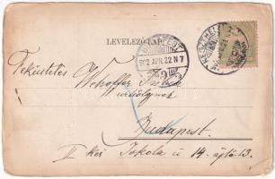 1902 Balaton, Üdvözlet a Balaton partjáról, gőzhajó, móló. Vasvári József kiadása (EM)