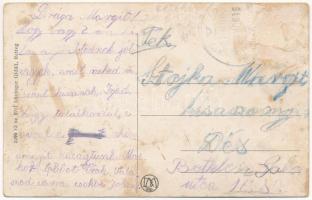 1918 Retteg, Reteag; Főtéri részlet, Leon Antal üzlete, templom. Lövinger Gidáli kiadása / main squa...