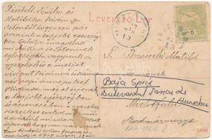 1908 Felsőbánya, Baia Sprie; Hunyadi János tér, templomok. Bonis Sándor kiadása. W.L. (?) 2356. / sq...