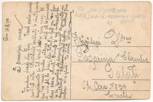 1933 Puj, Pui; Piac tér, Takarékpénztár részvénytársaság, Ábrahám Ignácz üzlete / shop, market squar...