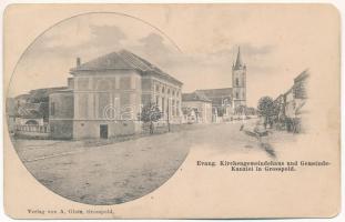 Nagyapold, Grosspold, Apoldu de Sus; Evang. Kirchengemeindehaus und Gemeindekanzlei / Evangélikus plébánia és hivatal. A. Glatz kiadása / Lutheran parish and office (EM)