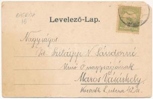 1904 Beszterce, Bistritz, Bistrita; Kornmarkt / Búza tér, Grünberger, Victor Beer, M. Binder üzlete ...