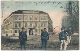 1905 Karánsebes, Caransebes; Tiszti pavilon. Montázs katonákkal / Austro-Hungarian K.u.K. military officers pavilion. Montage with K.u.K. soldiers (EK)