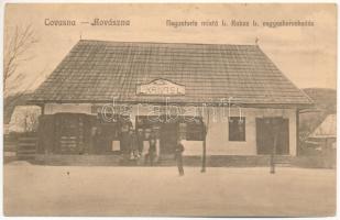 Kovászna, Covasna; Negustorie mixta / L. Kakas vegyeskereskedése, étterem télen / street view, shop of Kakas, restaurant in winter (non PC) (b)