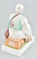 Zsolnay szalonnázó paraszt, kézzel festett, jelzett, hibátlan, m: 33 cm