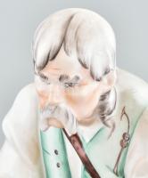 Zsolnay szalonnázó paraszt, kézzel festett, jelzett, hibátlan, m: 33 cm