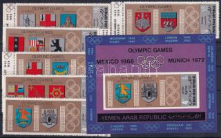 Summer Olympics crests margin set Mi 832-837+ block Mi 84, Nyári olimpiai helyszínek címerei ívszéli sor Mi 832-837 + blokk Mi 84