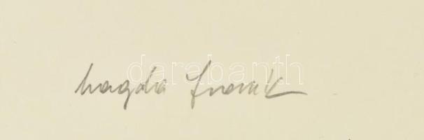 Frank Magda (1914-1997): Fekete-kék kompozíció. Szitanyomat, papír, jelzett. 33×18 cm / Magda Frank ...