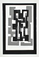 Frank Magda (1914-1997): Geometrikus kompozíció. Szitanyomat, papír, jelzett. 42×28 cm / Magda Frank (1914-1997): Composition. Screenprint on paper, signed. 42×28 cm.