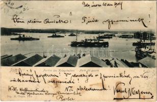 1904 Pola, Pula; K.u.K. Kriegsmarine Kriegshafen / Porto di guerra / Osztrák-magyar haditengerészeti kikötő / Austro-Hungarian Navy port. Dep. M. Clapis (EK)