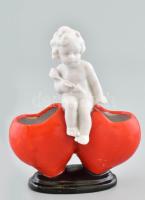 Fasold & Stauch német porcelán figurális ibolyaváza. Ámor. Jelzett, minimális kopásokkal, m: 12 cm