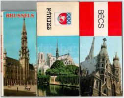 5 db MODERN városi képeslap füzet / 5 modern town-view postcard booklets: Dresden, Paris, Wien (Bécs), Austria, Brussels