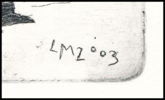 Ligeti Miklós (1982-): Vitorlás, 2003. Alumíniumkarc, papír, jelzett a karcon, lap szélén paszpartuz...