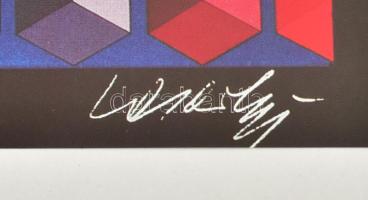 Vasarely Victor (1908-1997): Op-art kompozíció. Ofszet, papír, jelzett a nyomaton, papírra kasírozva...