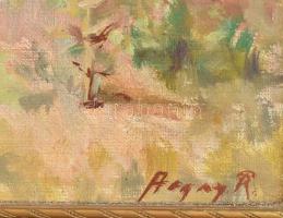 Olvashatatlan jelzéssel: Fák a mezőn. Olaj, vászon, Dekoratív keretben. 45x35cm