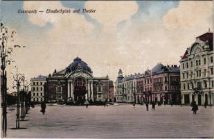 Chernivtsi, Czernowitz, Cernauti, Csernyivci (Bukovina, Bukowina); Elisabethplatz und Theater / square, theatre