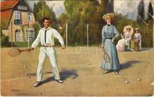 1909 Teniszező pár / Tennis match, sport. T.S.N. Serie 891. (6. Dess) (EB)