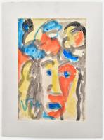 Csepeli Németh Miklós (1934-2012): Portré. Akvarell, papír, jelzett. Paszpartuban. 30x20 cm