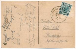 Volary, Wallern; Gasthaus Säumerbrücke / restaurant and hotel, railway line, locomotive, train (Rb)