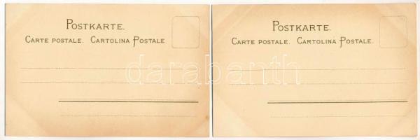 6 db régi szecessziós művészlap hölgyekkel kiváló minőségben / 6 pre-1945 art postcards, ladies play...