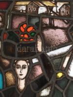 Johan Hugó (1891-1956): Társaság. Ólomüveg, jelzés nélkül. Sérült (repedésekkel). Proveniencia: Joha...