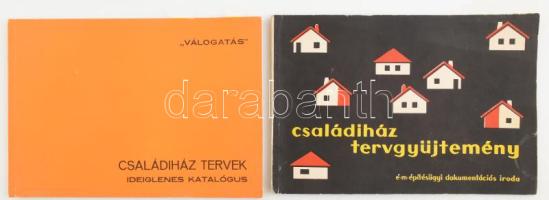 Családiház tervgyűjtemény. Bp.,1961., ÉM. Építésügyi Dokumentációs Iroda. Kiadói papírkötés. + Családiház tervek. Ideiglenes katalógus. Bp., 1977., Építésügyi Tájékoztatási Központ. Kiadói papírkötés.