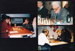 Nemzetközi sakkmesterek, közte két világbajnok, Anatolij Jevgenyjevics Karpov, 3 db fotó, 9×13 cm