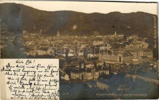 1903 Brassó, Kronstadt, Brasov; vom Schnekenberg / látkép a Csigahegyről / view from Dealul Melcilor. H. Zeidner photo (ferdén vágva / slant cut)