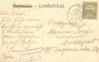 1907 Crikvenica, Cirkvenica; Velebit egycsavaros tengeri személyszállító gőzhajó a kikötőben / steam...