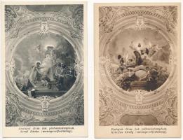 Budapest XXII. Budafok, Római katolikus plébániatemplom, belső - 4 db régi képeslap