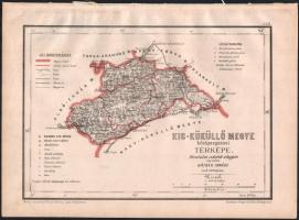 1880 Hátsek Ignác (1827-1902): Kis-Küküllő megye közigazgatási térképe, rajta: Dicsőszentmárton, Erzsébetváros, Medgyes, Küküllővár, Balázsfalva és más települések, 1:500.000, Bp., Rautmann Frigyes,(Posner Károly Lajos-ny.), firkával, bejelöléssel, 21x30 cm, teljes: 26x36 cm