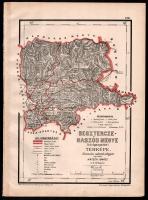 1880 Hátsek Ignác (1827-1902): Besztercze-Naszód megye közigazgatási térképe, rajta: Beszterce és más települések, 1:500.000, Bp., Rautmann Frigyes,(Posner Károly Lajos-ny.), a hátoldalon firkával, 30x21 cm, teljes: 36x26 cm