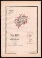 1880 Hátsek Ignác (1827-1902): Torna megye közigazgatási térképe, rajta: Torna, Hidvégardó, Szádelő, Jósvafő és más települések, 1:500.000, Bp., Rautmann Frigyes,(Posner Károly Lajos-ny.), a hátoldalon firkával, 30x21 cm, teljes: 36x26 cm